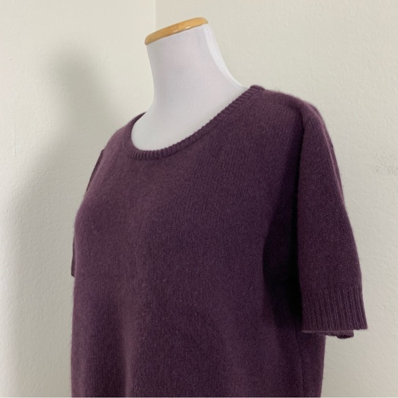 Calypso St Barth 100% Cashmere Knit Sweater Top Women’s M Plum Short Sleeve Soft - Picture 10 of 13
